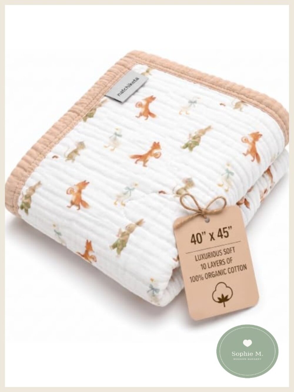 Organic Cotton Muslin Baby Blanket Soft Toddler Quilt Swaddle Blanket